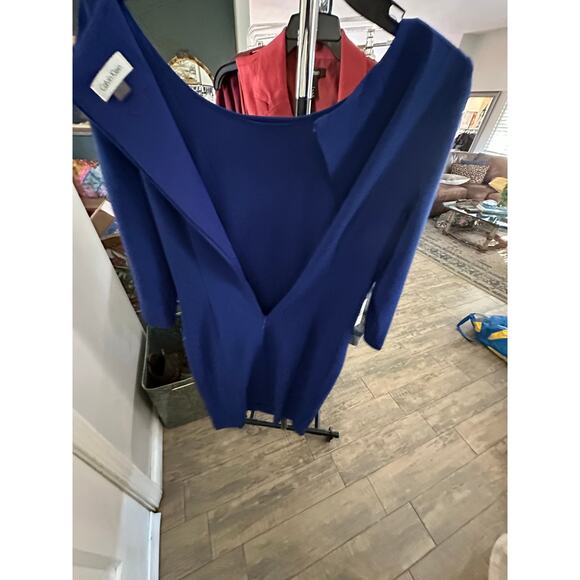 Calvin Klein Women's Blue Asymmetric Crew Neck 3/4 Sleeve Sheath Dress Size 8 - Picture 5 of 9